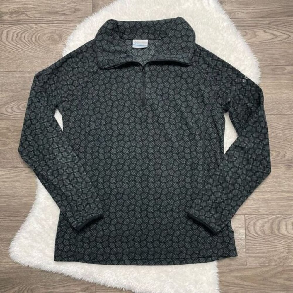 Columbia Womens Small Sweater Fleece 1/2 Zip Black Gray Nordic Lightweight